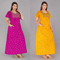 SANJAY Women Nighty(Pink, Yellow)