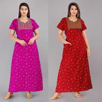 SANJAY Women Nighty(Pink, Red)