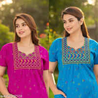 SANJAY Women Nighty(Pink, Red)