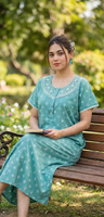 SHLOKE Women Nighty(Light Blue)