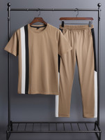 indyanvstra Men Self Design Beige Night Suit Set