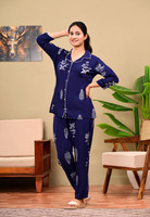 SHIV TEXTILE Women Printed Blue Night Suit Set