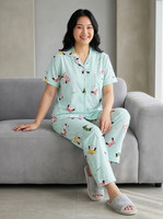 Lugo Women Printed Blue Night Suit Set