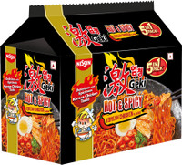 Geki Hot & Spicy Korean Chicken Flavoured Ramen Instant Noodles Non-vegetarian(5 x 80 g)