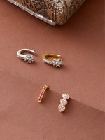 YELLOW CHIMES Cubic Zirconia Gold-plated Plated Crystal Nose Stud(Pack of 4)
