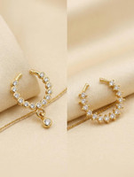 Momique Cubic Zirconia Gold-plated Plated Acrylic Nose Stud(Pack of 2)