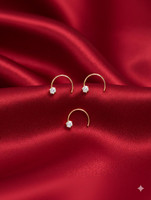 mufasa fashion Cubic Zirconia Gold-plated Plated Brass Nose Stud(Pack of 3)
