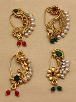 Vivanta Cubic Zirconia, Pearl Gold-plated Plated Alloy, Zinc Nose Stud(Pack of 4)
