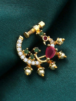 YELLOW CHIMES Cubic Zirconia, Pearl Gold-plated Plated Brass Nose Ring
