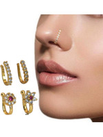 Mufasa Fashions Cubic Zirconia Gold-plated Plated Brass Nose Ring(Pack of 4)