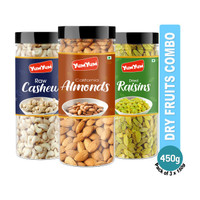 YUM YUM Almond Cashew Raisin Dry Fruits Combo Offer Badam Kaju Kishmish Almonds, Cashews, Raisins(3 x 150 g)