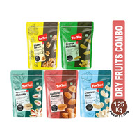 YUM YUM Dry fruits combo pack of 5 Healthy Badam, Kaju, Pista, Kishmish, Akhrot 1.25 KG- Almonds, Cashews, Pistachios, Raisins, Walnuts(5 x 250 g)