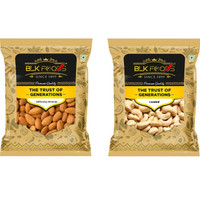 BLK FOODS California Almond & Cashew 1000g | Dry Fruits Combo Pack- Cashews, Almonds(2 x 500 g)