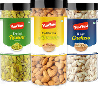 YUM YUM Dry Fruits Combo Offer Badam Kaju Kishmish (Almond Cashew Raisin) Almonds, Cashews, Raisins(3 x 250 g)