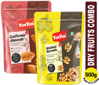YUM YUM Dry Fruits 500g Combo Pack - Badam 250g, Akhrot Giri 250g Jar Each - Almonds, Walnuts(2 x 250 g)