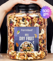 FarmLeaf Mix Dry Fruit | Panchmeva | 500gm | AAAAA Almonds, Cashews, Raisins, Dry Dates, Apricots, Assorted Fruits & Nuts(1 x 500 g)