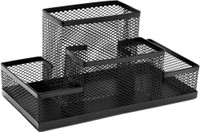 Goodwill Tech 4 compartment Metal Mesh Desktop Organizer & Pen Stand for Pens & Stationery Office Set(Black)