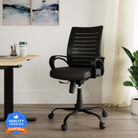 IAFA Diego Mid Back Ergonomic Office Heavy Duty Black Metal Base Mesh Office Arm Chair(Black, Optional Installation Available)