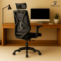 Oakcraft Hurricane Ergonomic High Back Chair with Synchro Tilt for Office & Home Use Mesh Office Adjustable Arm Chair(Black, Optional Installation Available)