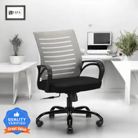 IAFA Diego Mid Back Ergonomic Office Heavy Duty Black Metal Base Mesh Office Arm Chair(Black, Grey, Optional Installation Available)