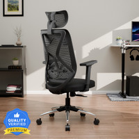GREEN SOUL Zodiac Lite High Back Ergonomic Chair|Home, Office, WFH|1D Armrest|Premium Mesh Office Adjustable Arm Chair(Black, Optional Installation Available)
