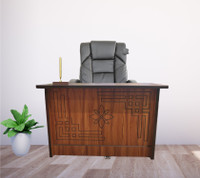ETWARI Etwari light walnut Engineered Wood Office Table(Free Standing, Finish Color - Light Walnut, Pre-assembled)