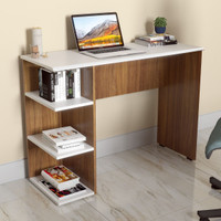 neuspace Venus Study Table with 3 Tier Open Bookshelf Lower Storage Engineered Wood Study Table(Free Standing, Finish Color - Leon Teak White, Knock Down)