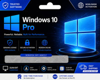 Gamework Windows 10 Pro Professional Product Key – Physical Scratch Key Card Standard Edition x32 x64 Operating System License