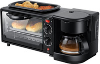 Exxelo 9-Litre 3in 1 Breakfast Maker with Coffee Maker, Mini Oven, Non Stick Grill Oven Toaster Grill (OTG)(Multicolor)