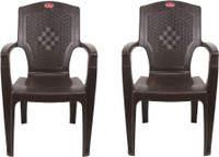 SRI GAYATHRI POLYMERS Comfortable Seating for Home & Living Room | Matt & Gloss Pattern Plastic Outdoor Chair(BROWN, Set of 2, Pre-assembled)