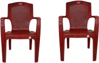 SRI GAYATHRI POLYMERS Comfortable Seating for Home & Living Room | Matt & Gloss Pattern Plastic Outdoor Chair(RED, Set of 2, Pre-assembled)