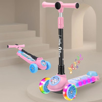 Little Olive Kids Studio Musical LED Scooter with Adjustable Height and Safety Features(Pink, Blue)