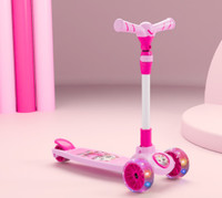 Miss & Chief Spartan Tiger - 3 Wheel Kick Scooter,Foldable with LED Wheels,Adjustable Height(Pink)