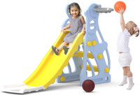 Lifelong Cuppy Penguin Kids Slide (3–7 Years) | Wide & Long Slide with Basketball Hoop(White, Yellow)