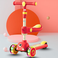 Little Olive Double Deck Scooter With LED Lights, Adjustable Handlebar, and Lean-to-Steer(Red, Yellow)