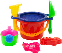 WISHKEY Gardening and Sand Game Castle Building Toys with Bucket, Beach Toy Set for Kids(Multicolor)