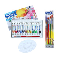 DOMS Water Color Tube with colormate 4 pc Brush(Set of 12, Multicolor)