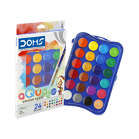 DOMS Non-Toxic 24 Shades 30 mm Water Colour Cakes With Free Brush(Set of 1, Multicolor)