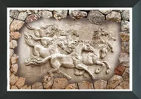 AARTKALA seven running lucky horse | seven horse vastu framed painting Digital Reprint 14 inch x 20 inch Painting(With Frame)