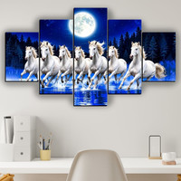 JB Creations Beautiful Vastu Horse Artwork for Walls Digital Reprint 18 inch x 30 inch Painting(Without Frame, Pack of 5)