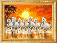 THECRAFTBIN A4 Size Religious 7 Horse Photo Frame Digital Reprint 12 inch x 8 inch Painting(With Frame)