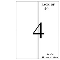 True-Ally Sticky Paper a4 Size Pack of 160 Labels (40 Sheets) Print Order Shipping Address Pre-Cut Labels Invoices Stickers (4 Labels in 1 Sheet)(A4ST4-40 Sheets) Self Paper Label(White)