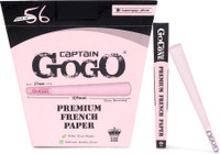 CAPTAIN GOGO Rolling paper Natural arabic gum slow burning organic pre rolled cone Pink-56 Pre rolled Cone-56 King Size 13 gsm Paper Roll(Set of 56, Pink)