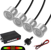CARZEX Silver Led Display Car 4 Parking Sensor Reverse Backup Radar Sound Alarm Silver Display Car 4 Parking Sensor Reverse Backup Radar Sound Alarm System Kit Parking Sensor(Electromagnetic Systems)