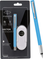 PARKER Vector Standard, Chrome Trim, Fine Nib With 3 Ink Cartridge Fountain Pen(Ink Color - Blue)