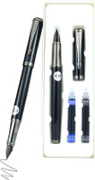 WISHKEY Stylish Classic Metal Fountain Pen Set 0.38 mm Nib with Replaceable Cartridge Fountain Pen(Pack of 3, Ink Color - Black, Blue)