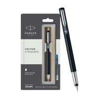 PARKER Vector Standard Stainless Steel, Chrome Trim With Ink Cartridge Fountain Pen(Ink Color - Blue)