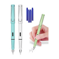 Harinder 2 Pc Fountain Pen Ink Pen with 4 Cartridge Refills - Gift Set for Kids & Adults Fountain Pen(Pack of 6, Ink Color - Blue)