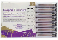 Gold Leaf Premium Graphic Fineliners For Artist, Graphic Designer Or Illustrator Fineliner Pen(Pack of 7, Ink Color - Black)