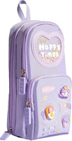 AR Jouiet Mansion 3 Layer Soft Pencil Pouch School Stationery Large Capacity Pouch for kids with 3 Sticker Art EVA Pencil Box(Set of 1, Purple)